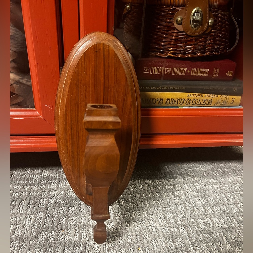 VTG wood candle scone oval 10in long gorgeous cottage core